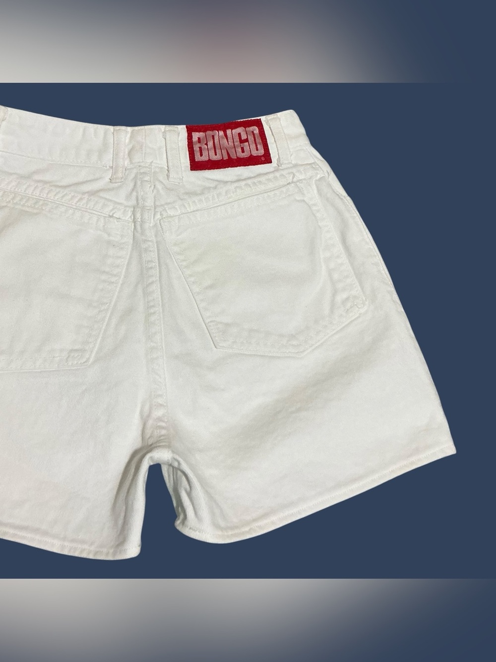 Vintage Bongo Gene Montesano USA White Denim Button Fly Shorts High Rise - Picture 6 of 6